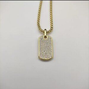 David Yurman Full-Diamond Rectangular Pendant Necklace